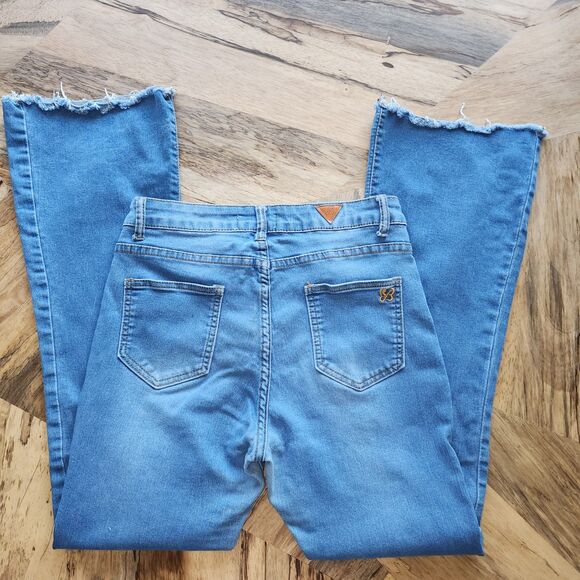 Red Bottoms Y2K Frayed Cuff Flare Leg Jeans - Picture 2 of 9